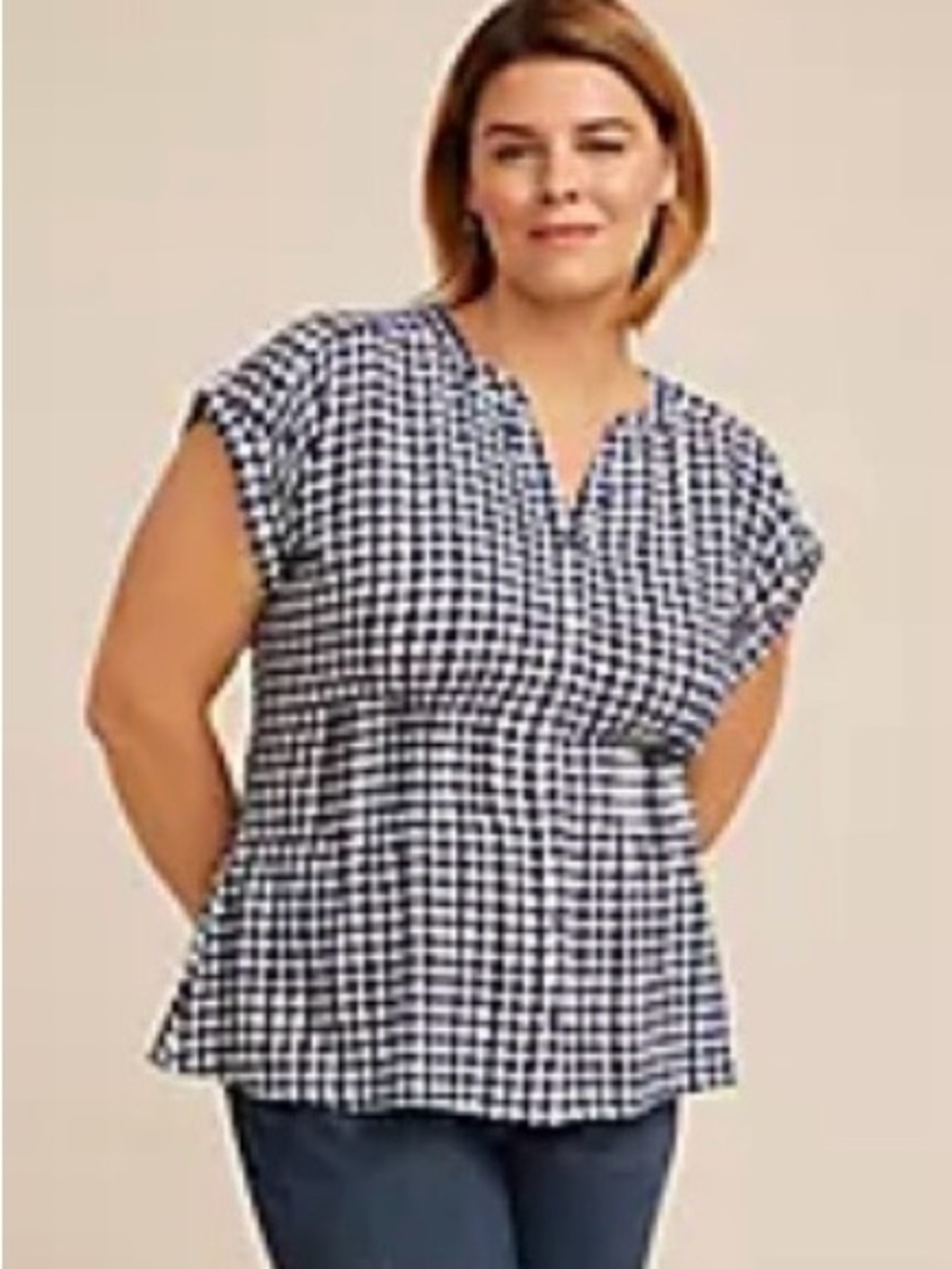 Maurices’s Blue and White Gingham Button-Front Women's Top